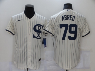 Men's Chicago White Sox #79 Jose Abreu 2021 Cream Navy Name&Number Field Of Dreams