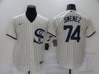 Men's Chicago White Sox #74 Eloy Jimenez 2021 CreamNavy Field Of Dreams Name&Number
