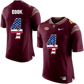 Florida-State-Seminoles-4-Dalvin-Cook-Red-USA-Flag-College-Football-Limited-Jersey