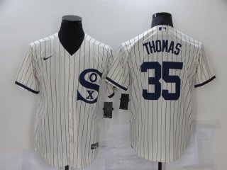 Men's Chicago White Sox #35 Frank Thomas 2021 Cream Navy Field Of Dreams Name&Number