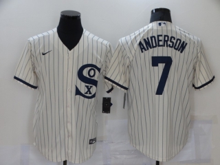 Men's Chicago White Sox #7 Tim Anderson 2021 Cream Navy Name&Number Field Of Dreams