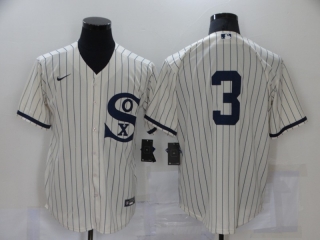 Men's Chicago White Sox #3 Harold Baines 2021 Cream Navy Field Of Dreams Cool Base