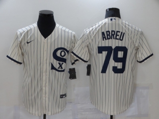 Men's Chicago White Sox #79 Jose Abreu 2021 Cream Navy Name&Number Field Of Dreams