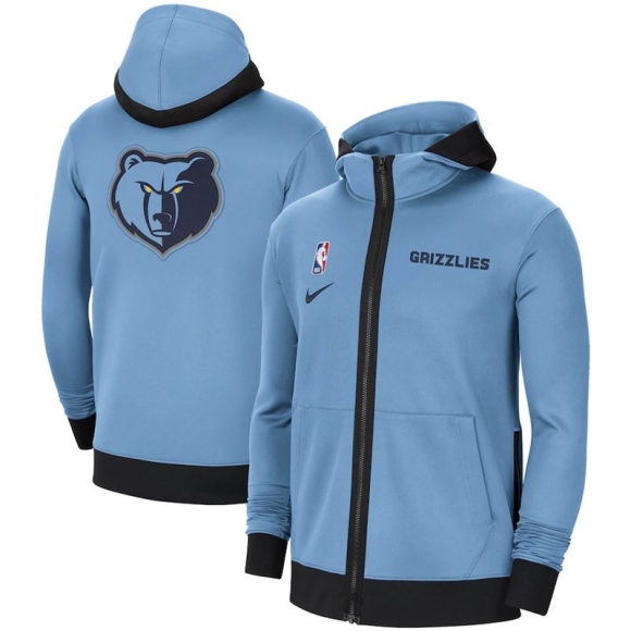 Nike Memphis Grizzlies Light Blue Authentic Showtime Performance Full-Zip Hoodie Jacket