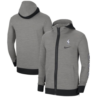 Nike LA Clippers Heathered Charcoal Authentic Showtime Performance Full-Zip Hoodie Jacket