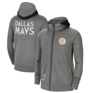 Nike Dallas Mavericks Gray 2020&21 City Edition Showtime Full-Zip Hoodie.