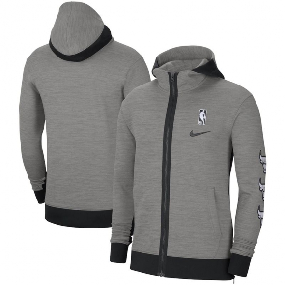 Nike Chicago Bulls Heathered Charcoal Authentic Showtime Performance Full-Zip Hoodie Jacket