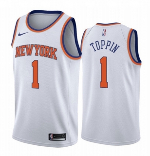Men's New York Knicks #1 Obi Toppin White Stitched NBA Jersey