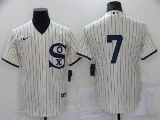 Men's Chicago White Sox #7 2021 Cream Navy Field Of Dreams Cool Base