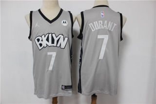 Nets-7-Kevin-Durant new gray with jordan logo jersey