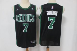 Celtics-7-Jaylen-Brown new balck with jordan logo jersey