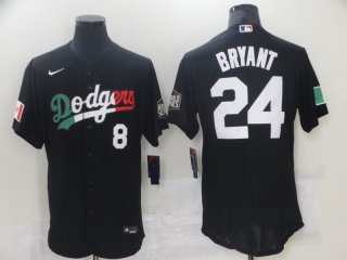Men's Los Angeles Dodgers Front #8 Back #24 Kobe Bryant black jersey