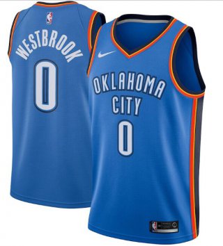 Men's Oklahoma City Thunder Blue #0 Russell Westbrook Icon Edition Stitched NBA Jersey