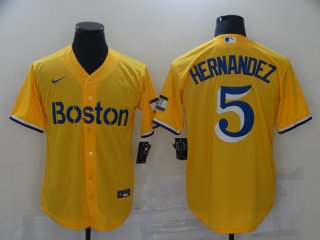 Boston Red Sox#5 yellow grame jersey