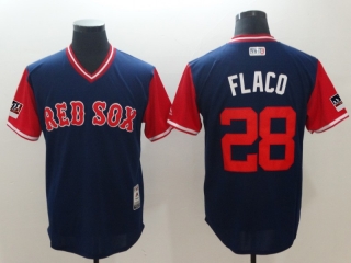 Men's Boston Red Sox #28 J.D. Martinez Flaco Navy/Red 2018 Players Weekend Cool Base