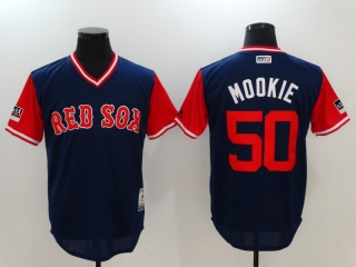 Men's Boston Red Sox #50 Mookie Betts Navy/Red 2018 Players Weekend Cool Base