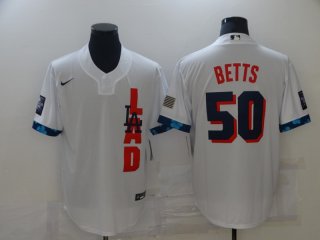 Los Angeles Dodgers #50 betts 2021 white all star jersey