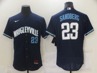 Men's Chicago Cubs Blank 2021 #23 Ryne Sandberg Navy City Connect Stitched MLB Jersey