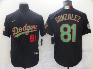 Los Angeles Dodgers #81 Gonzalez black game jersey