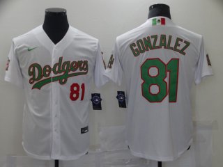 Los Angeles Dodgers #81 Gonzalez white game jersey