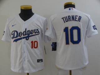 Dodgers-10-Justin-Turner white youth jersey