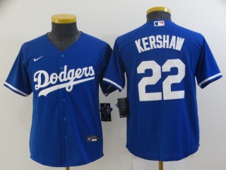 Dodgers-22-Clayton-Kershaw blue youth jersey
