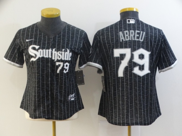 Chicago White Sox #79 Abreu black city women jersey