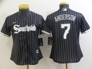 en's Chicago White Sox #7 Tim Anderson Black 2021 City Connect women jersey
