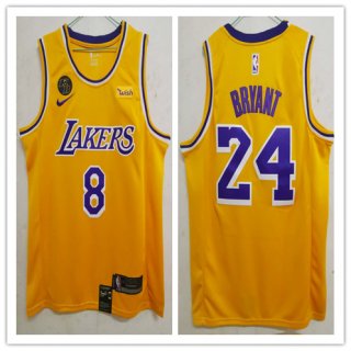 Lakers-24-Kobe-Bryant-Yellow-KB-Patch-Swingman-Jersey