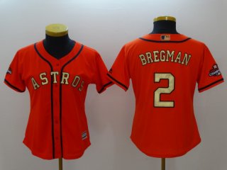Houston Astros #2 orange gold women champions jersey