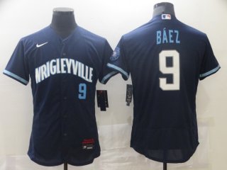 Men's Chicago Cubs White #9 Javier Báez 2021 Navy City Connect Stitched MLB Jersey