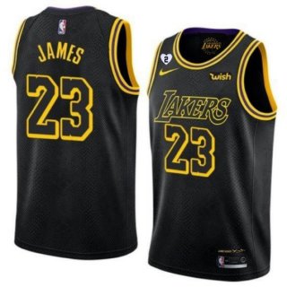 Men's Los Angeles Lakers Black #23 LeBron James With Gigi Patch Stitched NBA Jersey