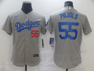 Los Angeles Dodgers#55 Pujols flex gray jersey