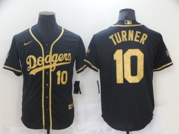 Los Angeles Dodgers #10 black gold jersey