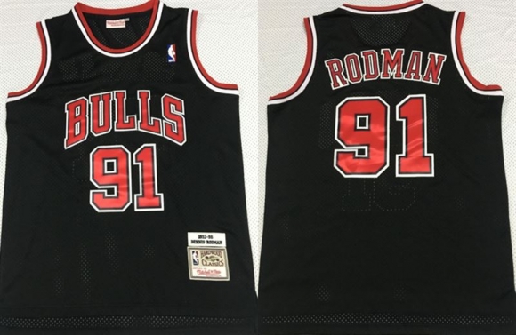 Bulls-91-Dennis-Rodman-Black-1997-98-Hardwood-Classics-Mesh-Jersey
