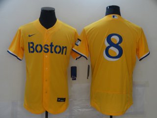 Boston Red Sox #8 yellow flex jersey