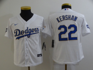 Dodgers-22-Clayton-Kershaw white gold youth jersey
