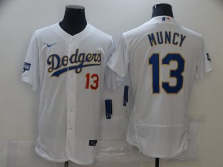 Los Angeles Dodgers #13 Muncy white with red number flex jersey