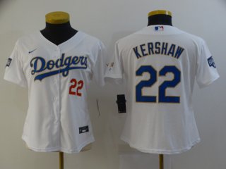Dodgers-22-Clayton-Kershaw with red number women jersey