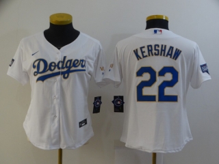 Dodgers-22-Clayton-Kershaw white women jersey