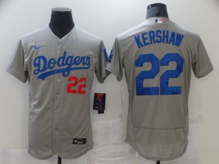 Dodgers-22-Clayton-Kershaw gray with red number jersey