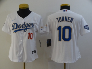 Los Angeles Dodgers #10 with red number white women jersey
