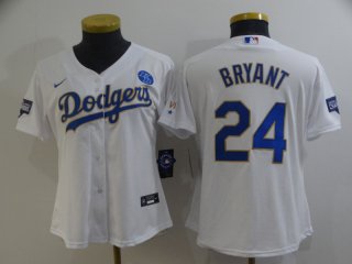 Dodgers-24-Kobe-Bryant white gold women jersey