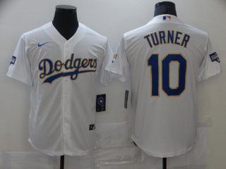 Los Angeles Dodgers #10 white gold game jersey