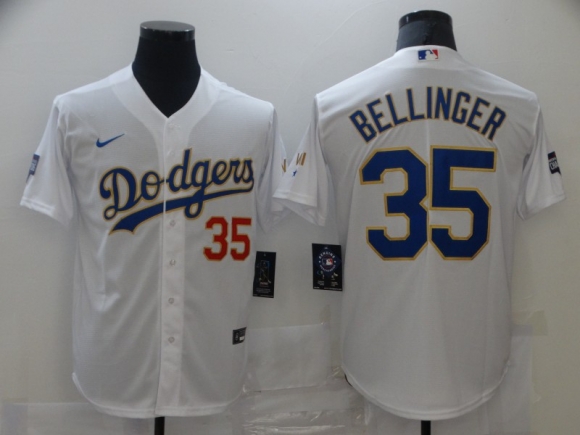 Dodgers-35-Cody-Bellinger white gold red number game jersey
