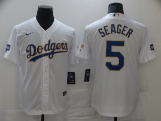 Dodgers-5-Corey-Seager white with champions patch