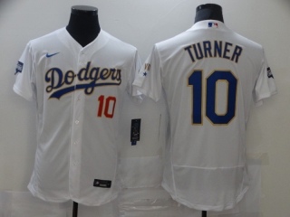 Los Angeles Dodgers #10 white gold with red letter champion jersey