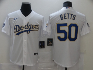 Dodgers-50-Mookie-Betts white gold champions jersey