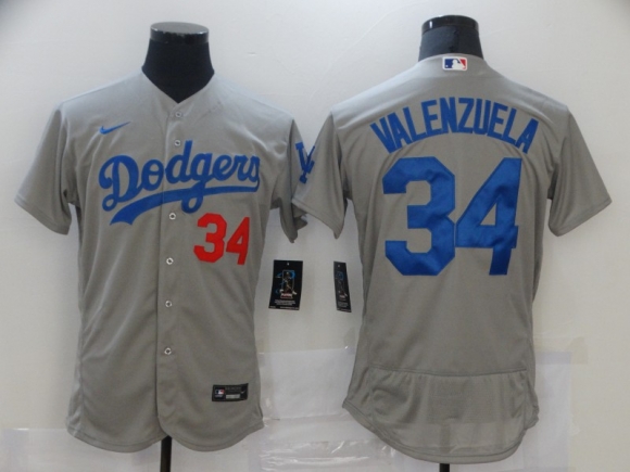 Dodgers-34-Fernando-Valenzuela gray jersey