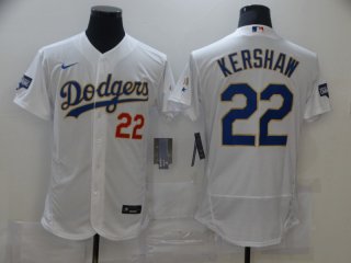 Dodgers-22-Clayton-Kershaw white gold with champions patch jersey
